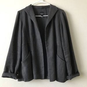 Eileen Fisher Open Crepe Linen Gray Jacket
